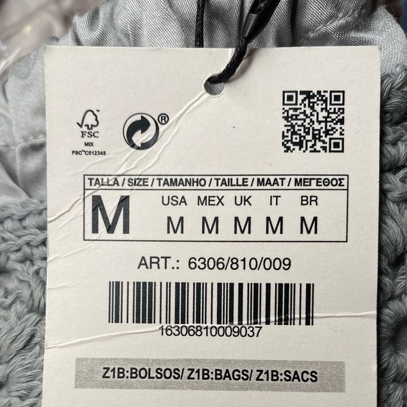 NWT. Zara Gray Mini Crocheted Crossbody Bag. - Picture 7 of 8